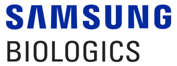 삼성바이오로직스 로고. 파란색으로 'SAMSUNG', 검은색으로 'BIOLOGICS'라는 텍스트가 적혀 있다.